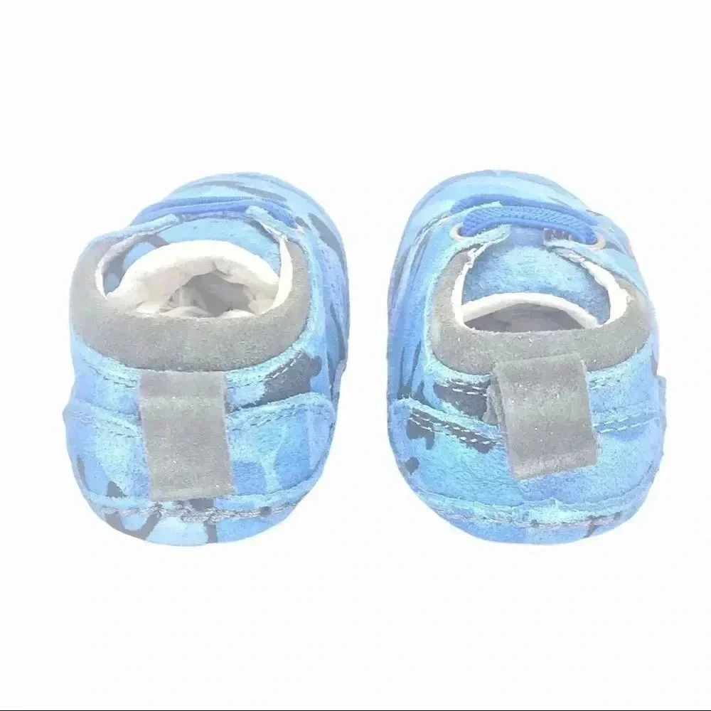 RILEYROOS BOOTS 6-12 MONTHS CHUKKA IN BLUE CAMO BABY WALKER BOOTIES SUEDE